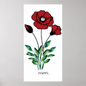 Geboortemaand Bloem Augustus Poppy Poster. Poster (Voorkant)