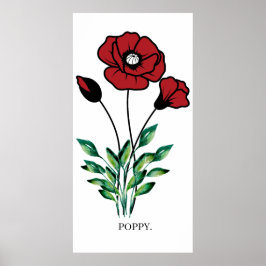 Geboortemaand Bloem Augustus Poppy Poster. Poster