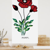 Geboortemaand Bloem Augustus Poppy Poster. Poster (Keuken)