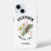 Geboortemaand Bloem DECEMBER Aangepaste naam Chris Case-Mate iPhone Case (Achterkant)