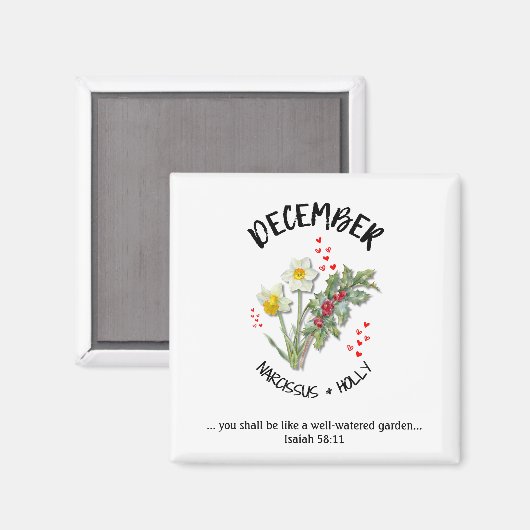 Geboortemaand Bloem December Christelijk Magneet (Voorkant / Achterkant)