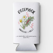 Geboortemaand Bloem December Christelijk Seltzer Blikjeskoeler (Achterkant)