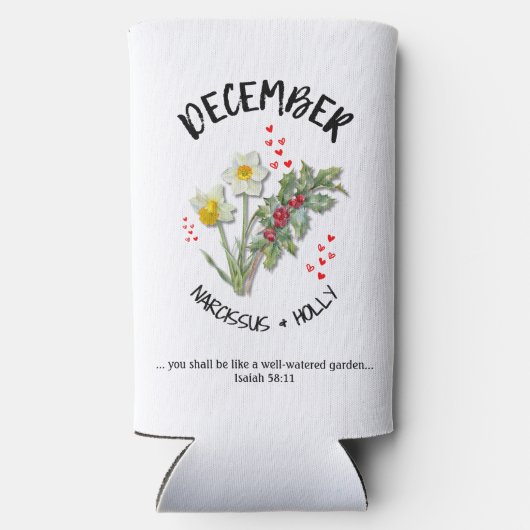 Geboortemaand Bloem December Christelijk Seltzer Blikjeskoeler (Achterkant)