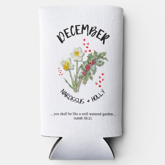 Geboortemaand Bloem December Christelijk Seltzer Blikjeskoeler (Voorkant)