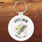 Geboortemaand Bloem December Christelijk Sleutelhanger (Achterkant)