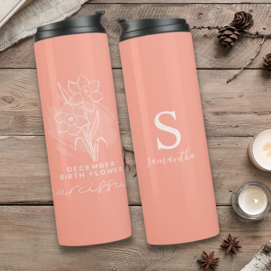 Geboortemaand Bloem December Geboortedatum Monogra Thermosbeker