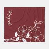 Geboortemaand Bloem, Februari Maroon Script Naam Fleece Deken (Voorkant (Horizontaal))
