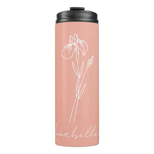 Geboortemaand Bloem | Februari Verjaardag Gift Naa Thermosbeker (Voorkant)