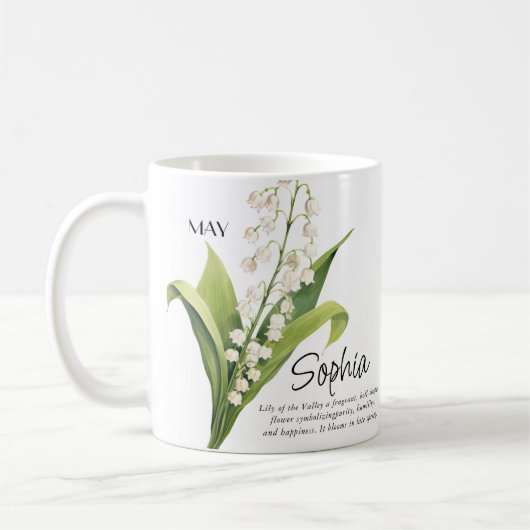 Geboortemaand Bloem Gepersonaliseerd Koffiemok (Links)