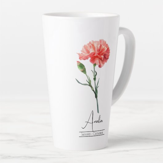 Geboortemaand Bloem Januari Anjer Latte Mok (Rechterhoek)