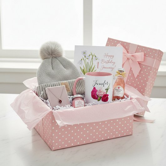 Geboortemaand bloem - Januari gepersonaliseerd Mok