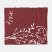Geboortemaand Bloem, januari Maroon Script Naam Fleece Deken (Voorkant (Horizontaal))