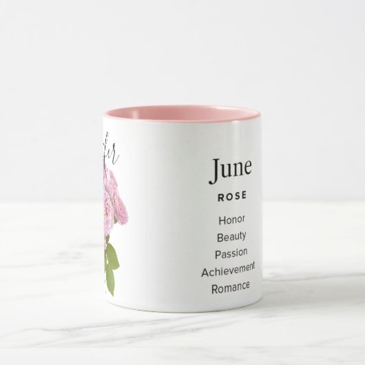 Geboortemaand bloem - juni gepersonaliseerde mug mok (Midden)