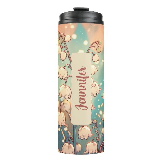 Geboortemaand Bloem Mei Gepersonaliseerd 16 oz Thermosbeker (Voorkant)