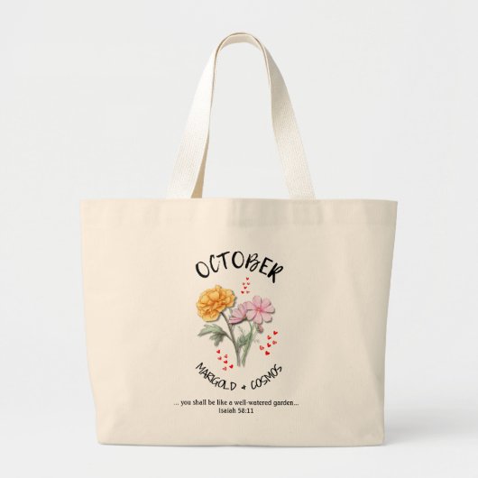 Geboortemaand Bloem OKTOBER Christelijk Grote Tote Bag (Voorkant)