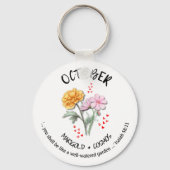 Geboortemaand Bloem OKTOBER Christelijk Sleutelhanger (Voorkant)