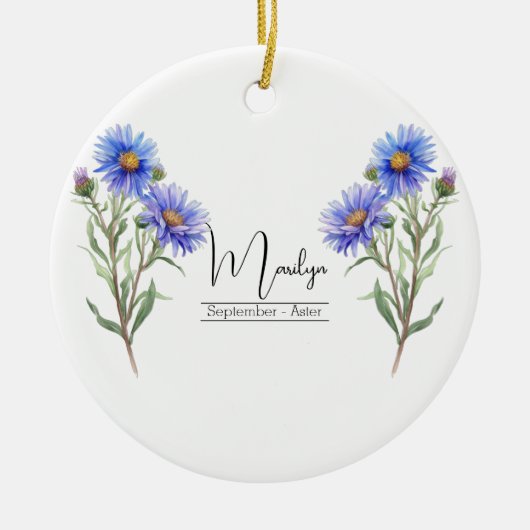 Geboortemaand Bloem September Aster Keramisch Ornament (Voorkant)