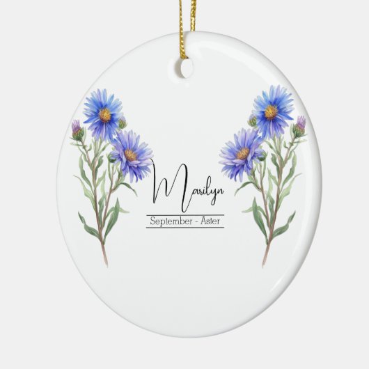 Geboortemaand Bloem September Aster Keramisch Ornament (Links)