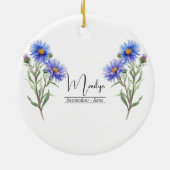 Geboortemaand Bloem September Aster Keramisch Ornament (Achterkant)