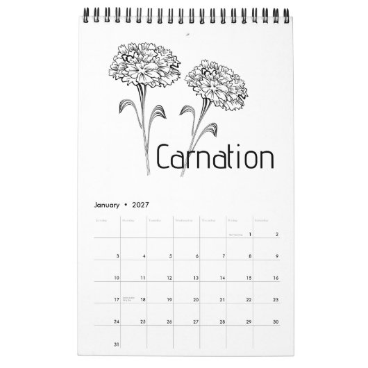 Geboortemaand Bloemen Kalender (Jan 2027)
