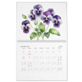 Geboortemaand Bloemen Waterverf Bloemen Kalender (Feb 2026)