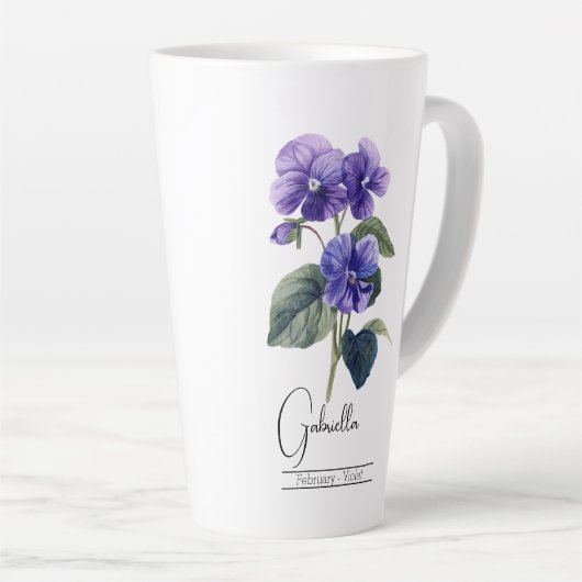 Geboortemaand Flower februari Violet Latte Mok (Rechterhoek)