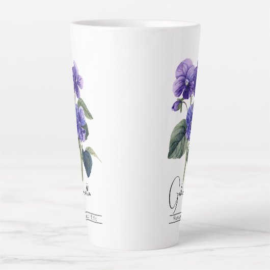 Geboortemaand Flower februari Violet Latte Mok (Voorkant)