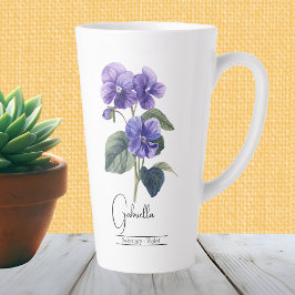 Geboortemaand Flower februari Violet Latte Mok