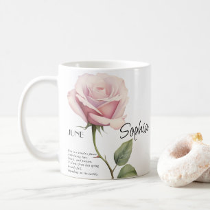 Geboortemaand juni bloem gepersonaliseerd, koffiemok