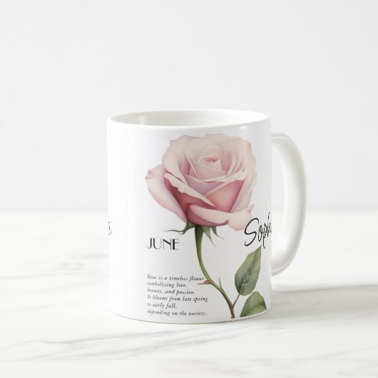 Geboortemaand Juni Bloem Gepersonaliseerd, Koffiemok (Voorkant rechts)