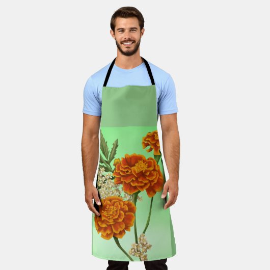Geboortemaand Oktober Marigold All-Over Print Scho Schort (Gedragen)