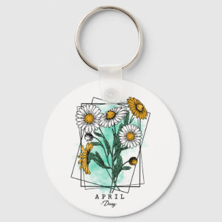 Geboortemaand ventilator geboren in april Daisy Fl Sleutelhanger