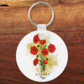 Geboortemaand ventilator geboren in augustus papav sleutelhanger (Voorkant)