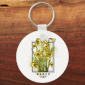 Geboortemaand ventilator geboren in maart Daffodil Sleutelhanger (Voorkant)