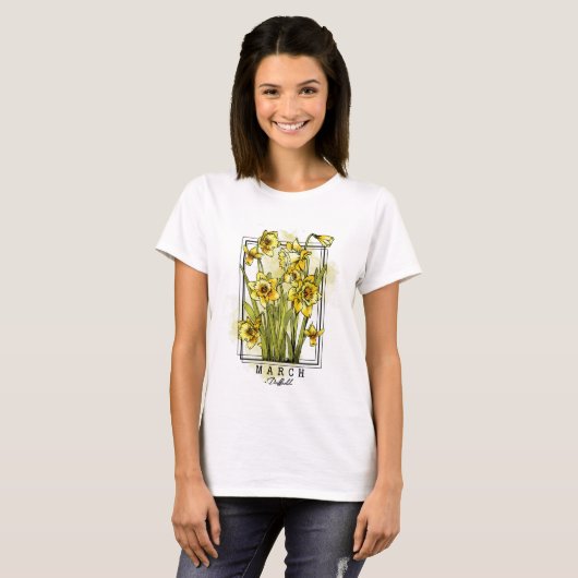 Geboortemaand ventilator geboren in maart Daffodil T-shirt (Voorkant volledig)