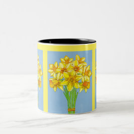 Geboortemaand ventilator geboren in maart Daffodil Tweekleurige Koffiemok