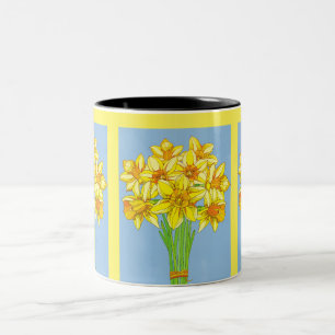 Geboortemaand ventilator geboren in maart Daffodil Tweekleurige Koffiemok