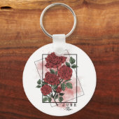 Geboortemaand ventilator in juni Roos Flowers Keyc Sleutelhanger (Voorkant)