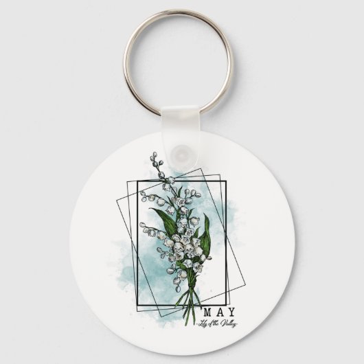 Geboortemaand Vloer in mei Lily van de vallei Sleutelhanger (Voorkant)
