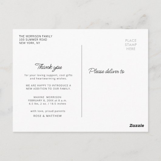 geboortenaankondiging borstel Briefkaart (Achterkant)