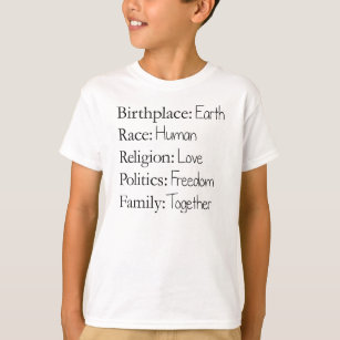 Geboorteplaats: Aarde, T-shirt
