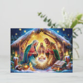 Geboorteplaats Baby Jesus Christmas Kaart #3 (Staand voorkant)