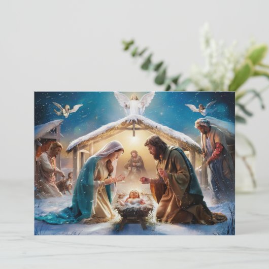 Geboorteplaats Baby Jesus Christmas Kaart #4 (Staand voorkant)