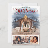 Geboorteplaats Baby Jesus Foto Vrolijk Kerstfeest Feestdagenkaart (Voorkant)