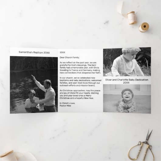 Geboorteplaats Black Cross Church Kerstmis Drieluik Wenskaart (Binnen)