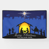 Geboorteplaats Blue Star Christmas Spandoek (Horizontaal)