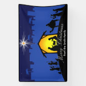 Geboorteplaats Blue Star Christmas Spandoek (Verticaal)