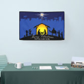 Geboorteplaats Blue Star Christmas Spandoek (Beurs)