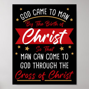Geboorteplaats en kruis van Jezus Christus: Kerstg Poster