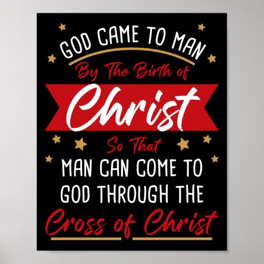 Geboorteplaats en kruis van Jezus Christus: Kerstg Poster (Voorkant)